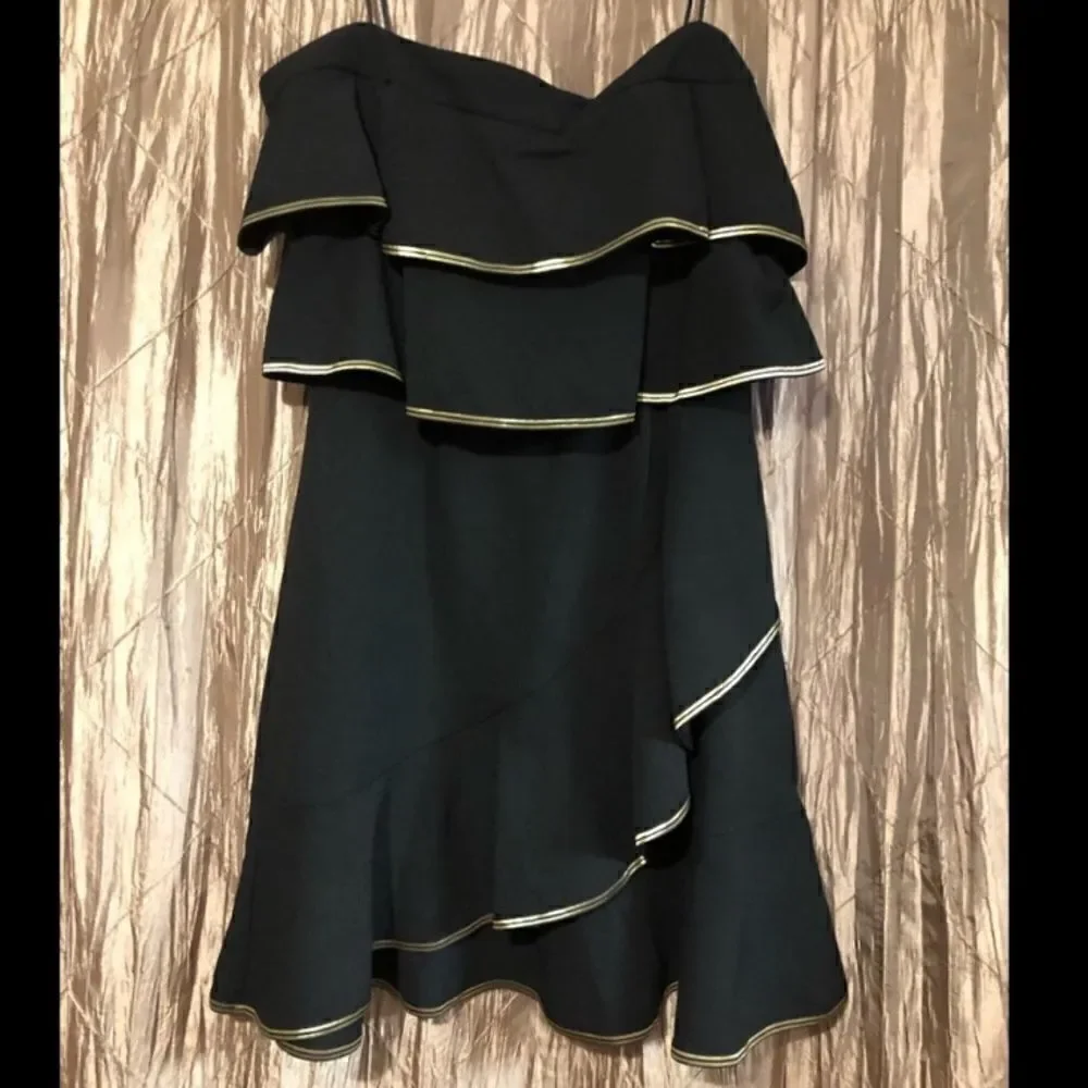 NEW WAYF Black Ruffle Mini Dress